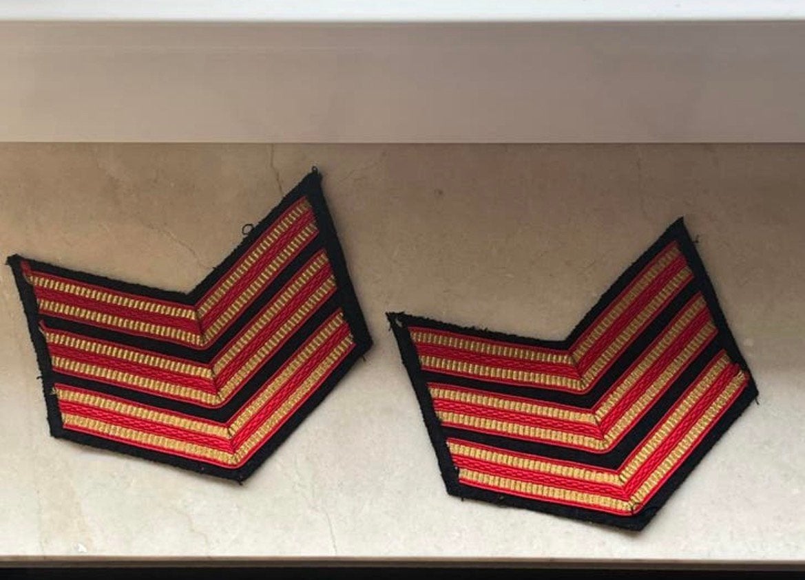 Vintage rangonderscheidingstekens/chevron-insignes brandweer, Ophalen of Verzenden, Overige soorten, Nederland, Embleem of Badge