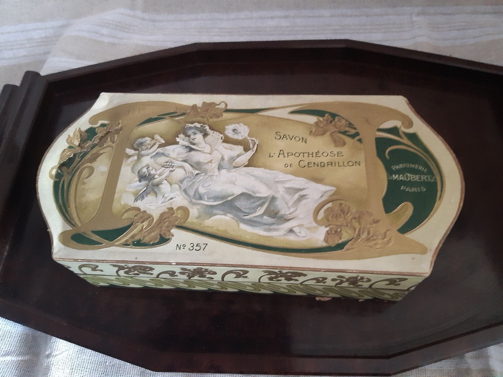 antieke Art Nouveau zeepdoos l'Apothéose de Cendrillon, Verzenden