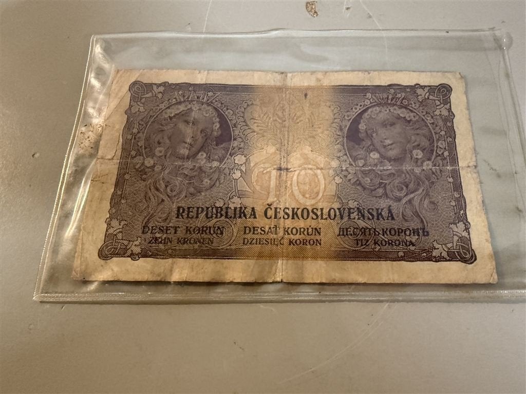 Tsjechoslowaakse 10 Korun - 1919, Ophalen of Verzenden, Overige landen
