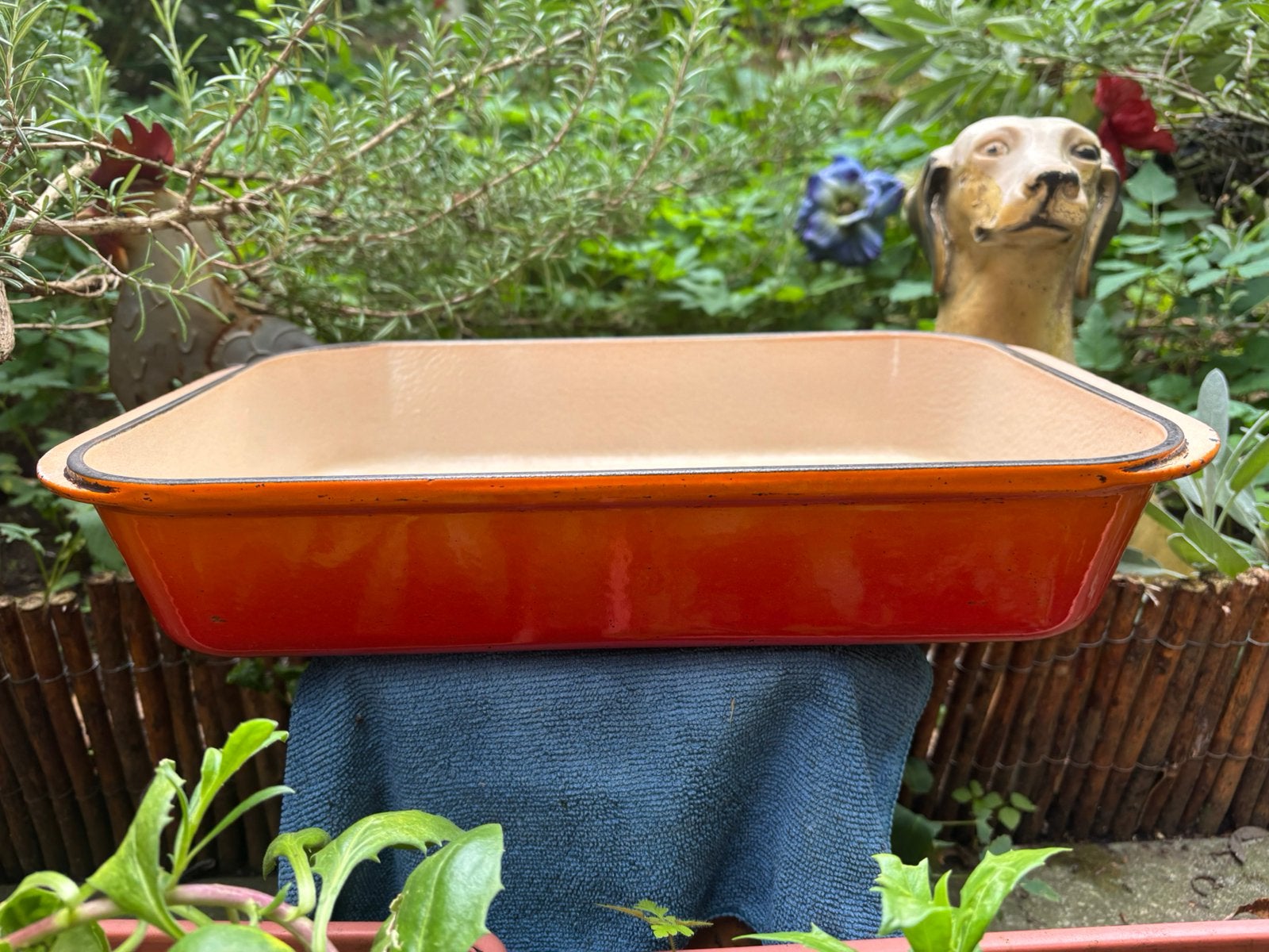 Le Creuset grote geemailleerde gietijzeren ovenschaal 40 cm, Gebruikt, Gietijzer, Overige typen, Le Creuset