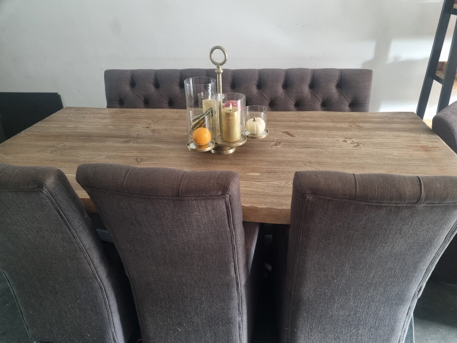 eethoek(tafel,3 stoelen,eetbank, Gebruikt, 100 tot 150 cm, Modern landelijk, Ophalen of Verzenden