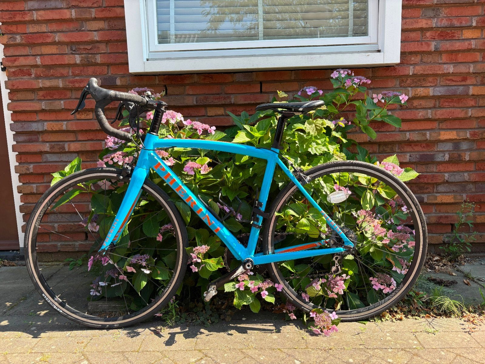 Racefiets maat S - lichtblauw - custom made, Fietsen en Brommers, Fietsen | Racefietsen, 28 inch, Velgrem, Aluminium, 49 tot 53 cm