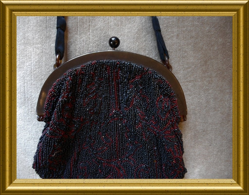 Antiek tasje met kraaltjes, kralentasje, Antiek en Kunst, Ophalen of Verzenden