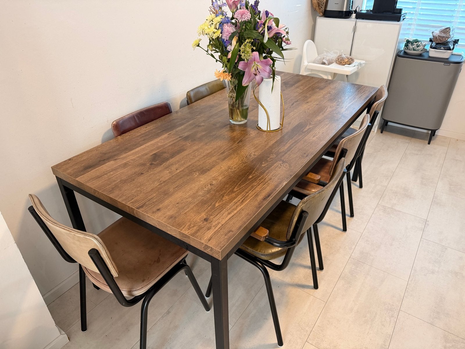 Eettafel met 6 stoelen (Goossens), Ophalen, Gebruikt, Bruin, Vijf, Zes of meer stoelen