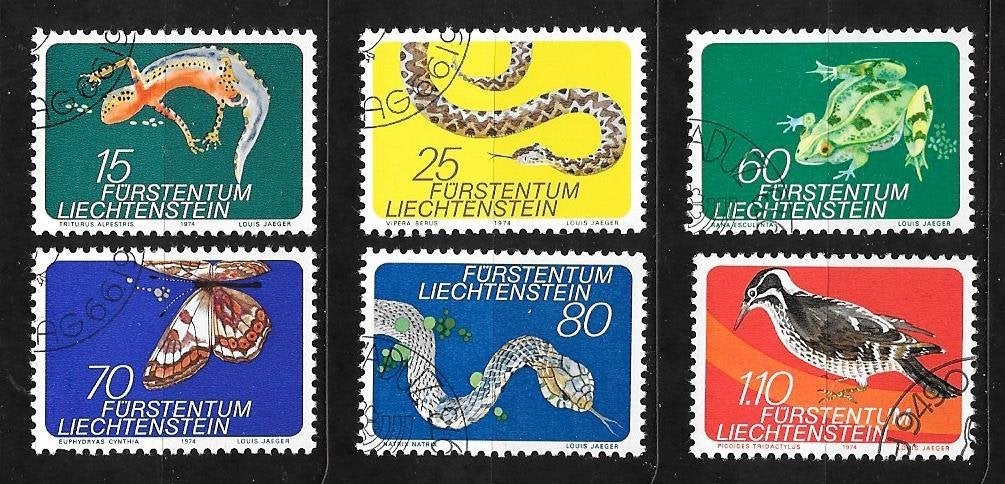 Liechtenstein 1973-1974 Dieren, Verzenden, Overige landen, Gestempeld