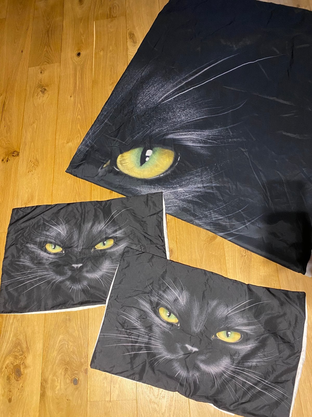 Dekbedovertrek 240x240cm Zwarte Kat, Huis en Inrichting, Slaapkamer | Beddengoed, Lits-jumeaux, Zwart, Dekbedovertrek, Nieuw