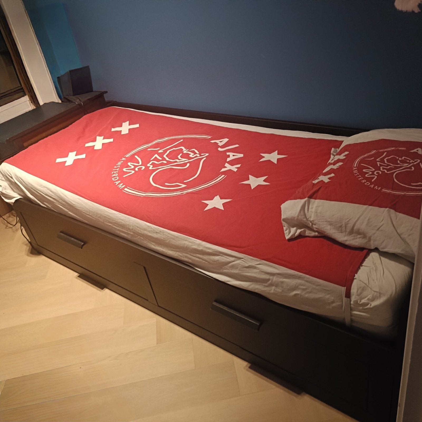 IKEA Brimnes bedbank met 2 lades, zwart, Ophalen, Gebruikt, Eenpersoons, Zwart