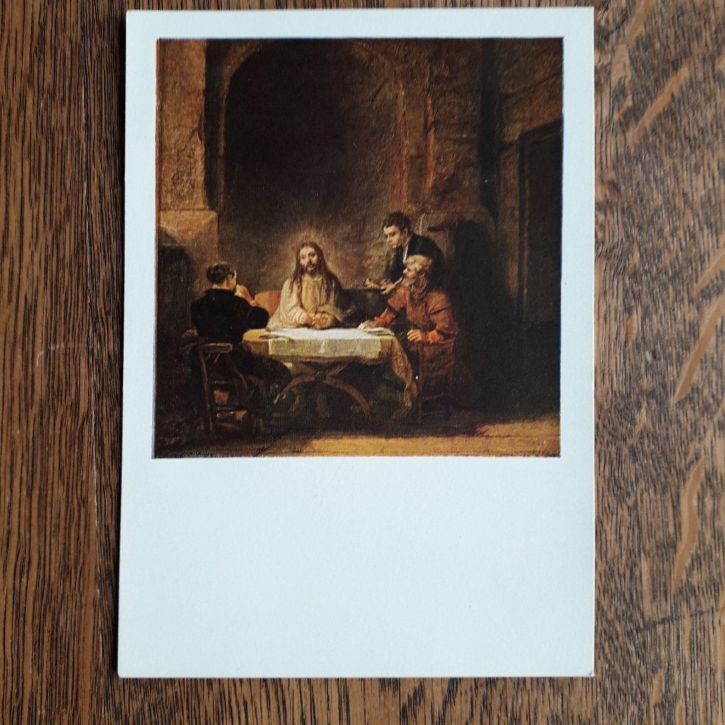 Emmaüsgangers / Rembrandt: De maaltijd in Emmaüs / Louvre, Ophalen of Verzenden, Zo goed als nieuw, Kaart of Prent, Christendom | Protestants