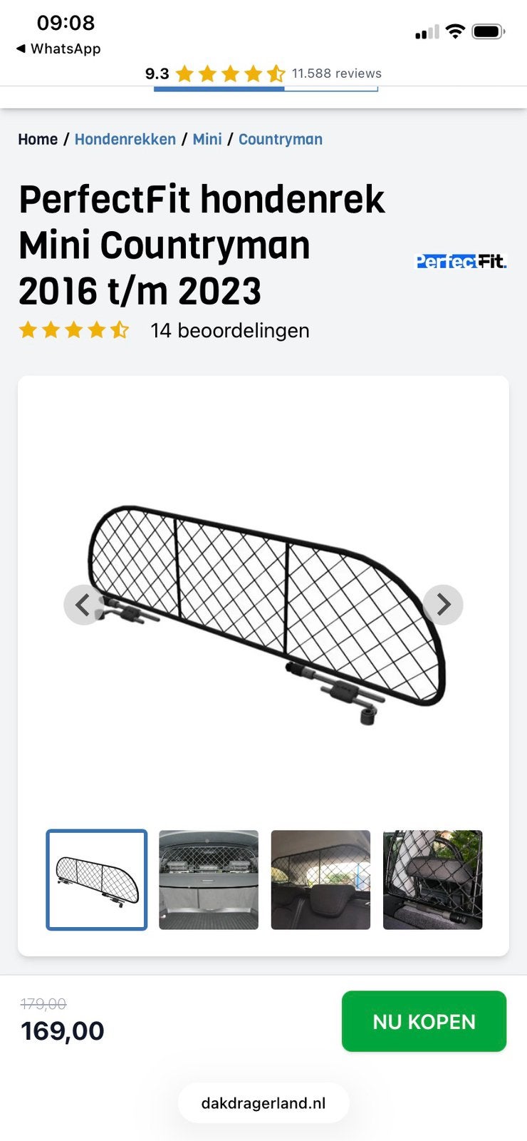 Perfect fit  hondenrek Mini Countryman 2016 t/m 2023, Ophalen, Zo goed als nieuw