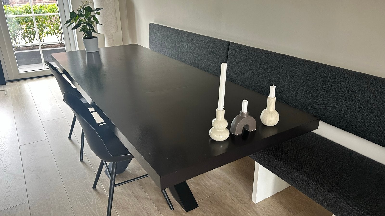 Eetkamertafel 90x240cm met matrix poot, Ophalen, 200 cm of meer, 50 tot 100 cm, Zo goed als nieuw