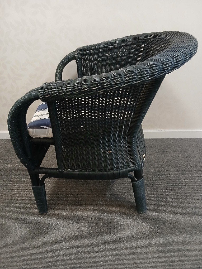 Rotan Fauteul, Blauwe Rotan, Gebruikt, Minder dan 75 cm, Riet of Rotan