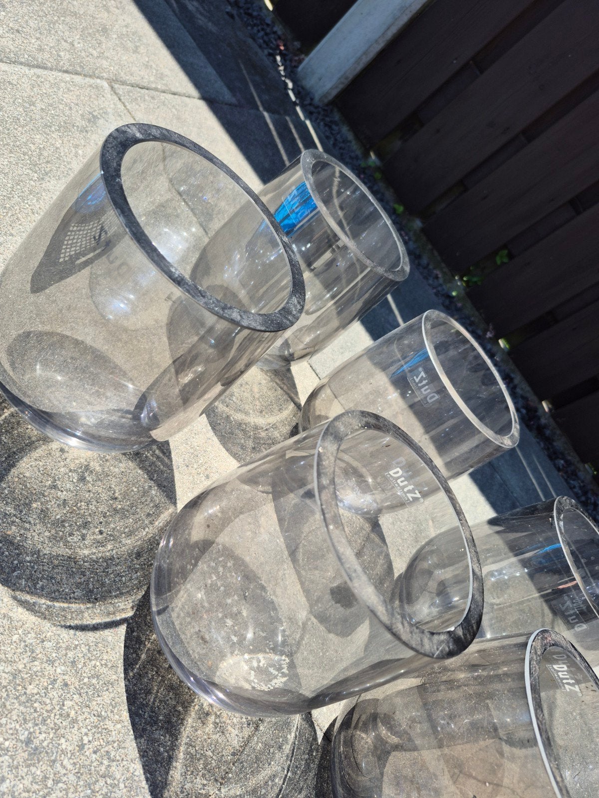 6 Grote Dutz Vazen - Grijs Glas, Ophalen, Gebruikt, Grijs, Glas