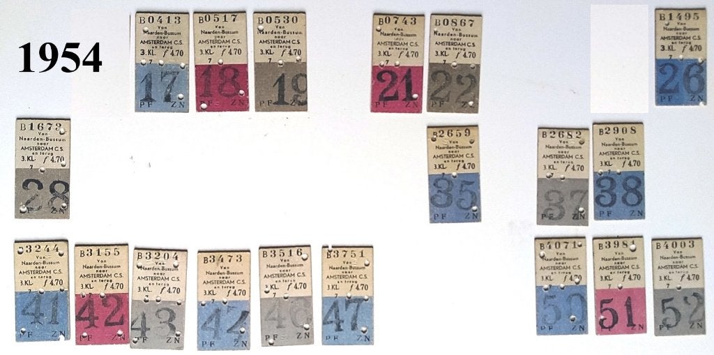 oude Weekkaartjes NS 1954-1957, Verzenden, Gebruikt, Trein, Overige typen