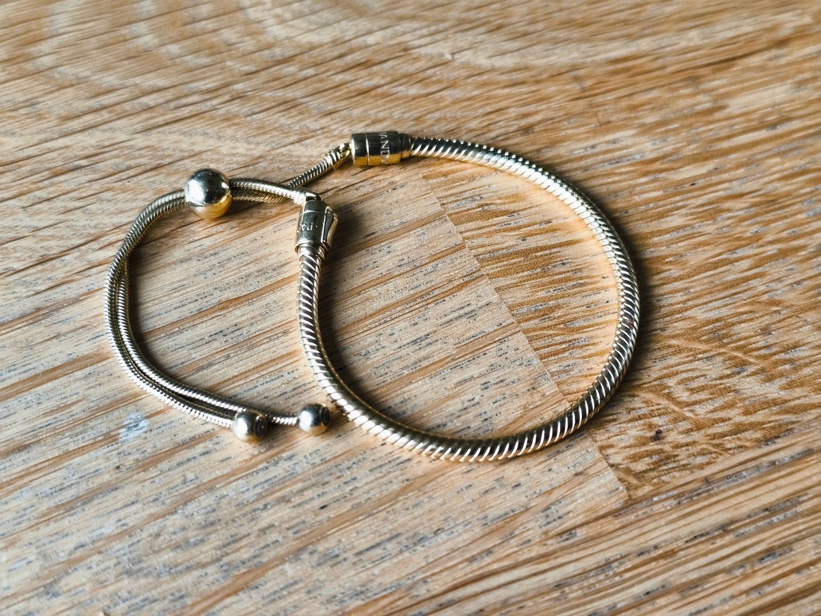 Pandora vergulde schuif armband met slangenschakels, Sieraden, Tassen en Uiterlijk, Armbanden, Ophalen of Verzenden, Zo goed als nieuw