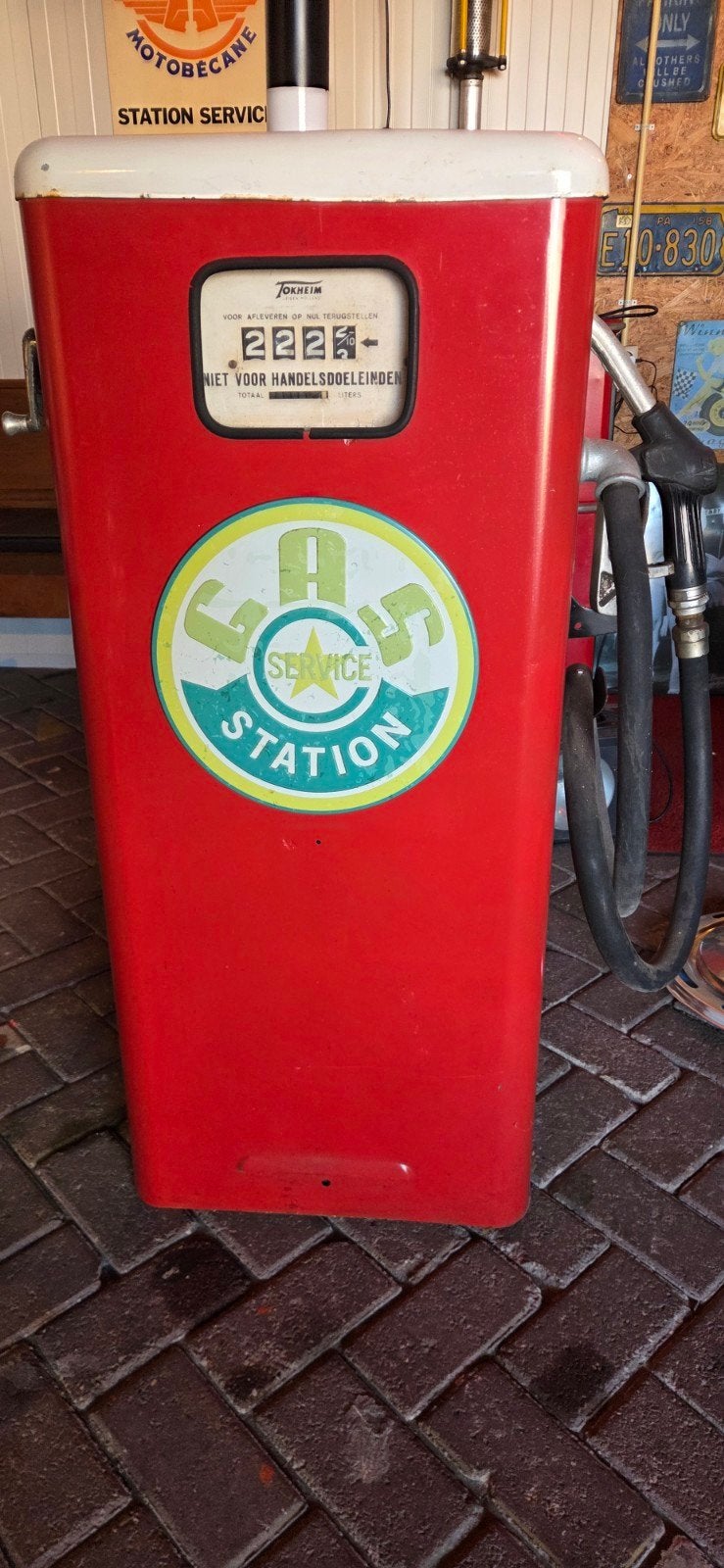 Vintage benzinepomp - decoratie, Ophalen of Verzenden