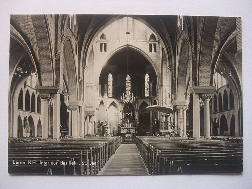Q32 Laren NH - Interieur Basiliek St Jan - 1961, Verzenden, 1960 tot 1980, Ongelopen, Noord-Holland