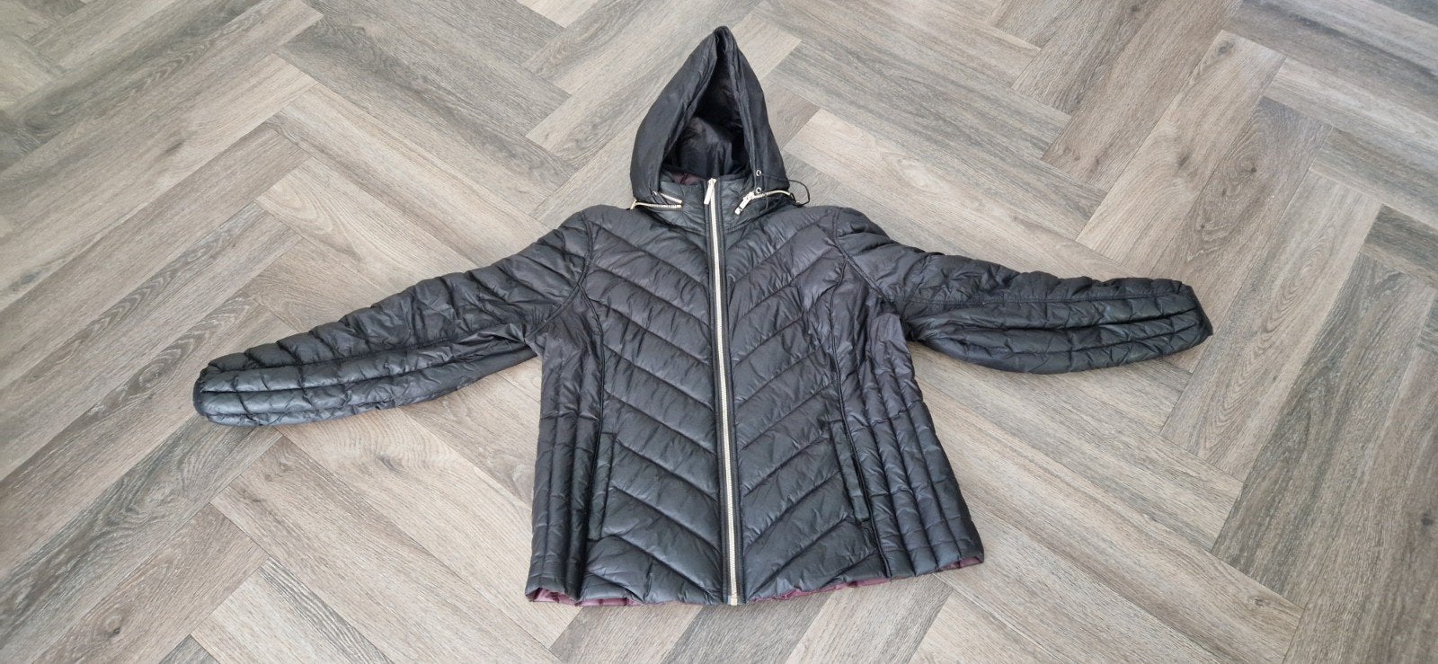 Michael Kors Zwarte Gewatteerde Jas met Capuchon - Maat XL, Michael Kors, Zwart, Maat 46/48 (XL) of groter, Ophalen of Verzenden