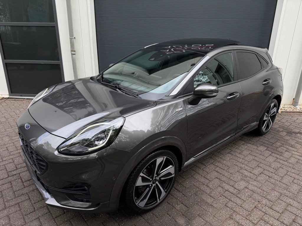 Ford Puma 1.0 EcoBoost Hybrid ST-Line X 125 Pk Pano/Navi/LED, Auto's, Ford, Voorwielaandrijving, 125 pk, Zwart, Leder en Stof