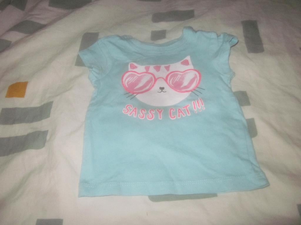 Nieuw aqua/roze/wit/zwart shirtje kat Sassy Cat!!! maat 62, Kinderen en Baby's, Babykleding | Maat 62, Ophalen of Verzenden, Nieuw