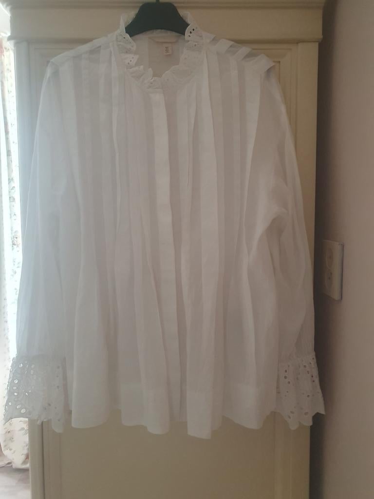 Romantische witte blouse van H&M, maat S, H&M, Wit, Nieuw, Ophalen of Verzenden