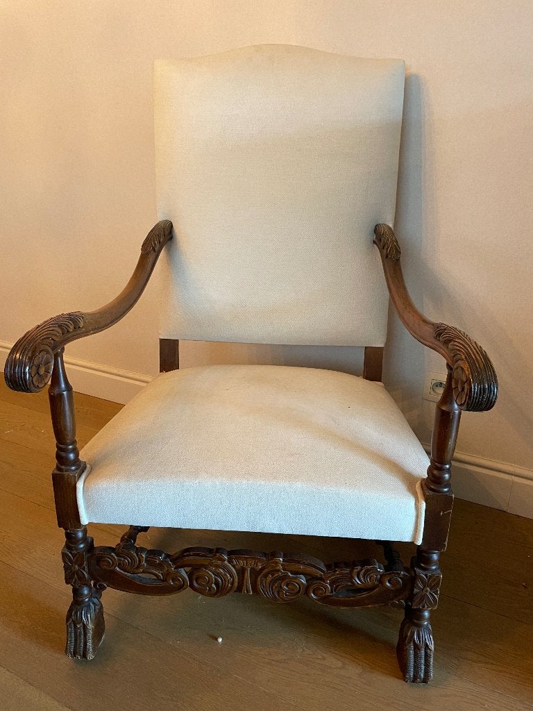 antieke houten fauteuil in barokstijl, Ophalen