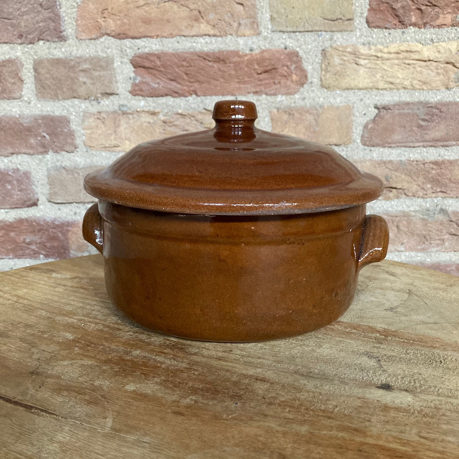 Terracotta pot stoofpot bruin, Ophalen of Verzenden, Zo goed als nieuw, Overige materialen