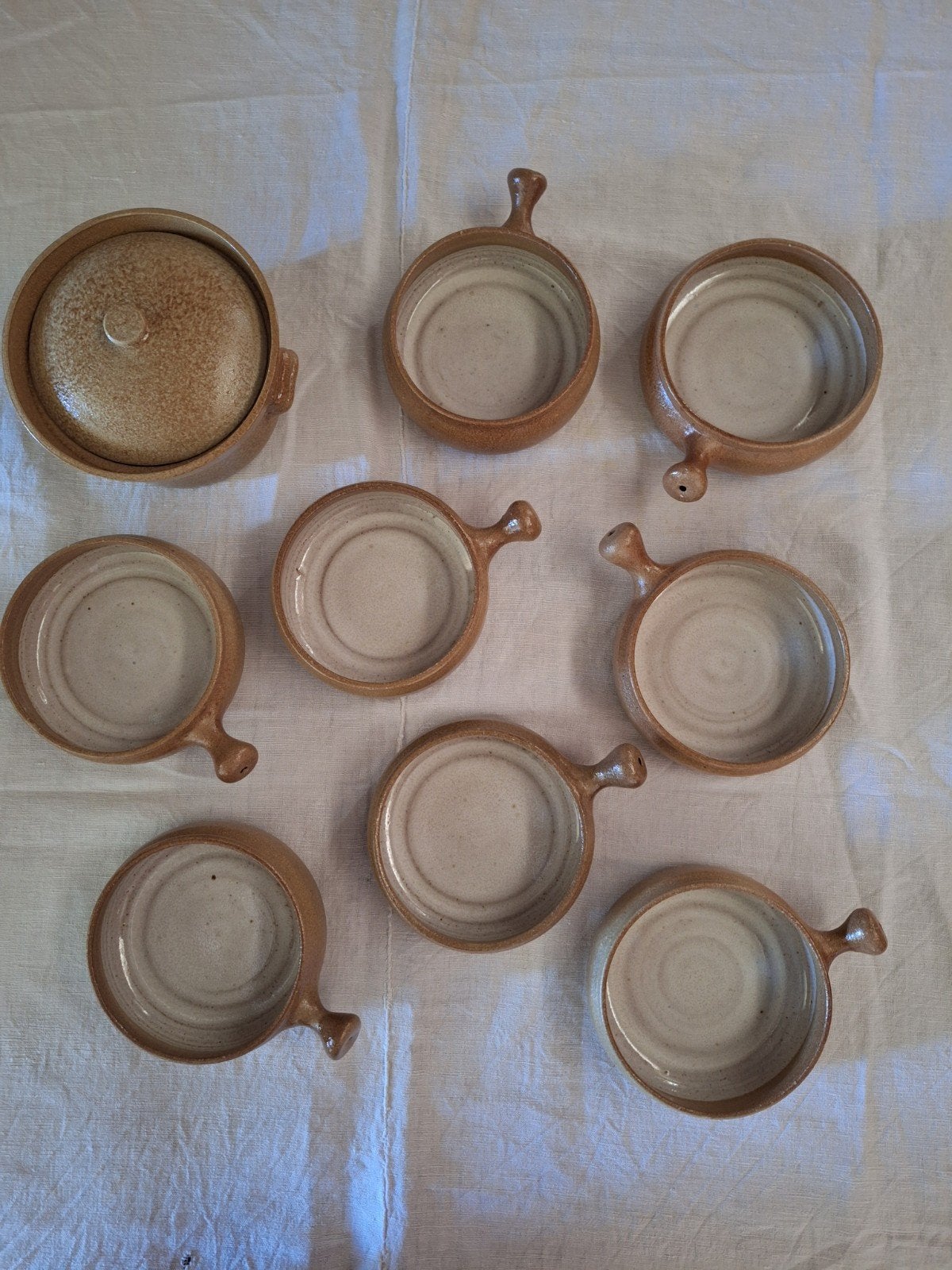 Handgemaakte vintage ovenschaaltjes en pot, Ophalen, Keramiek, Overige typen, Vintage