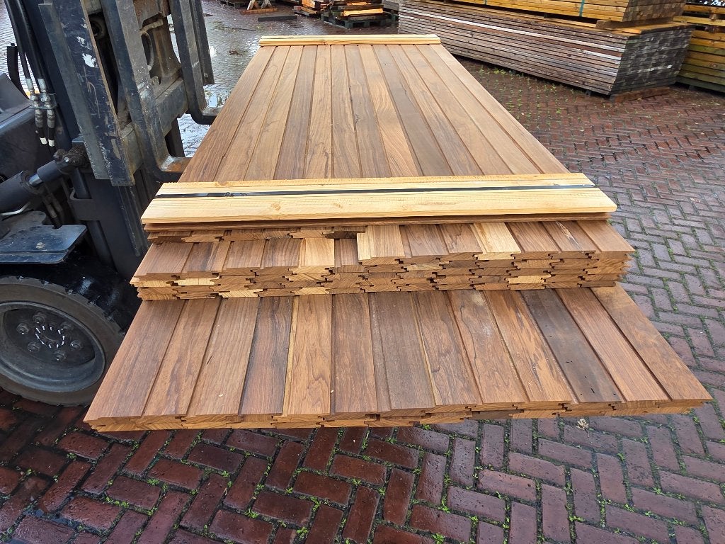 18 m2 Hardhouten rabat - geschaafd - nr: HP181, Tuin en Terras, Ophalen, Planken, Nieuw, Hardhout