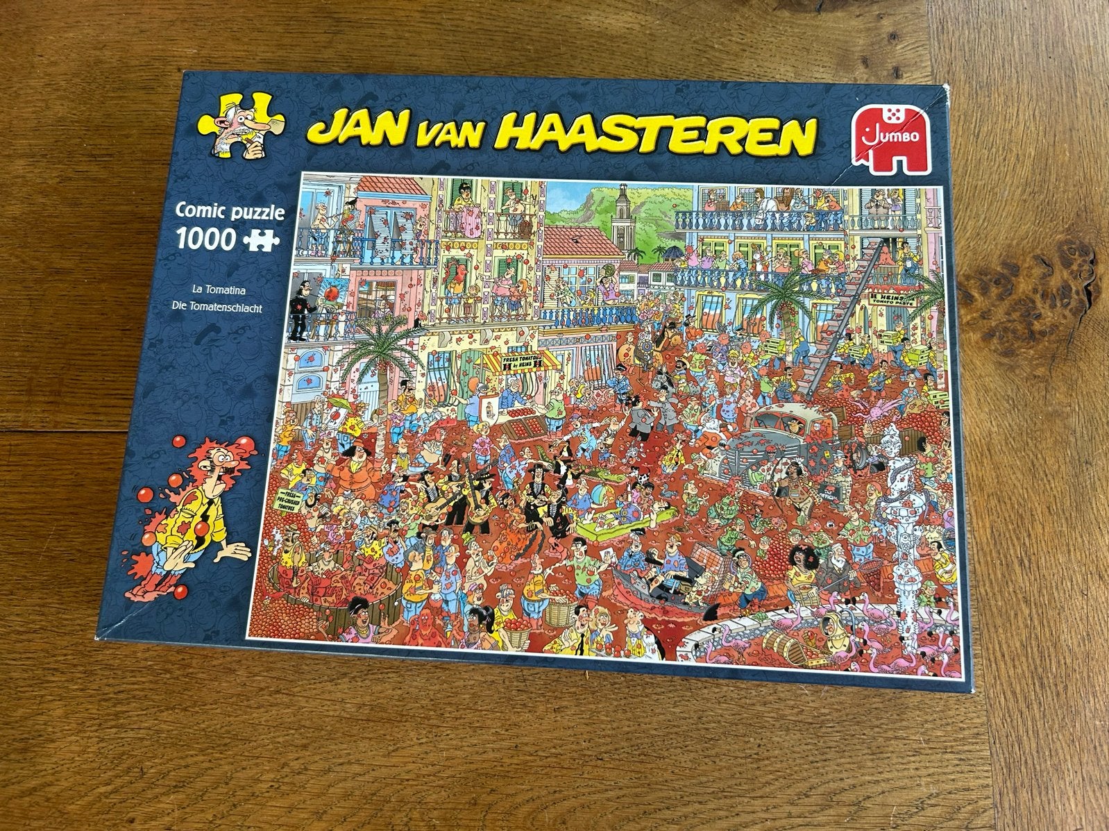 Jan van Haasteren Comic Puzzel - De Tomatenstrijd 1000 stukj, Ophalen of Verzenden, 500 t/m 1500 stukjes, Zo goed als nieuw, Legpuzzel