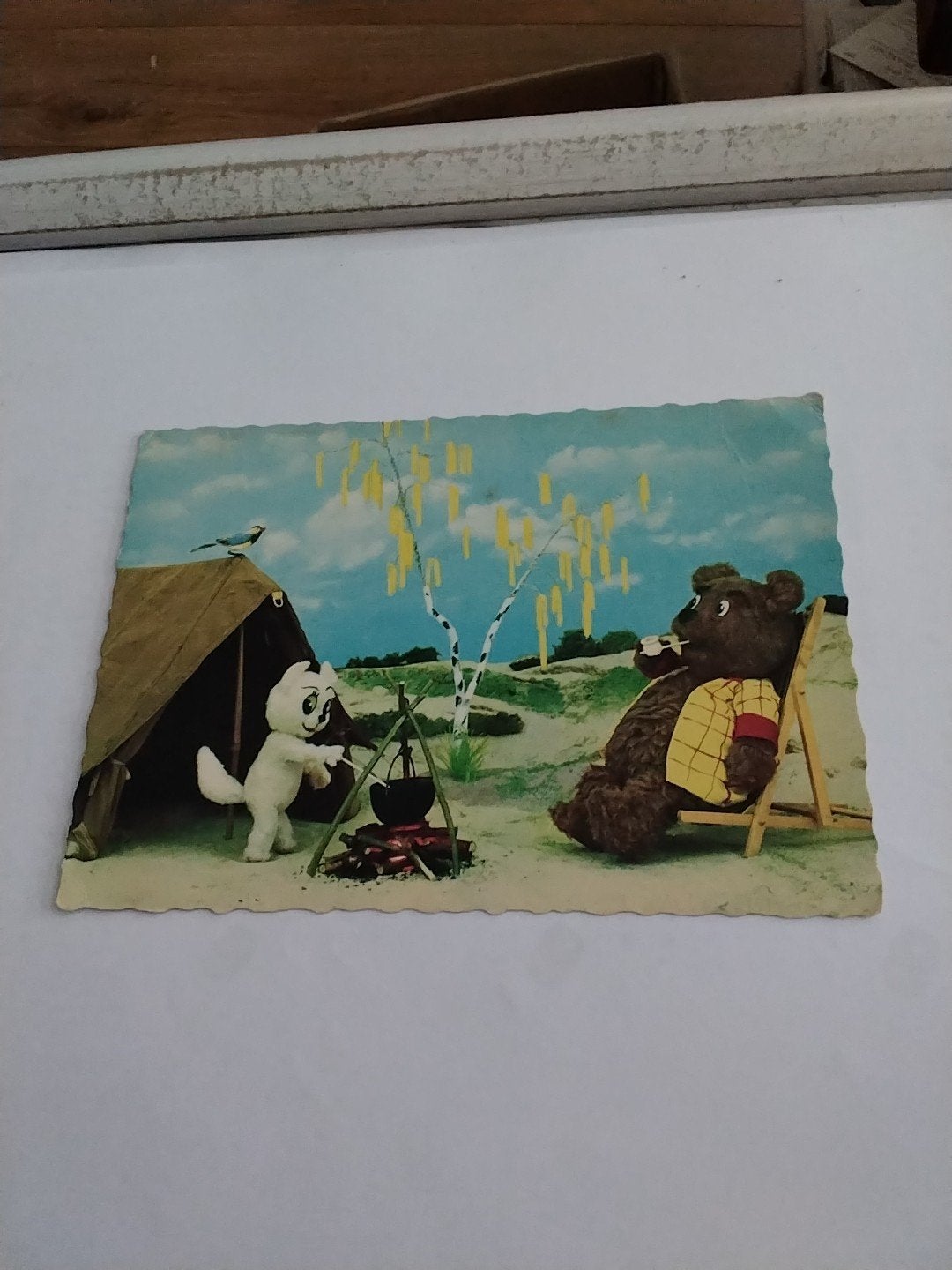 Vintage Ansichtkaart Tom Poes en Heer Bommel kamperen, Verzamelen, Ophalen of Verzenden, 1940 tot 1960, Gelopen