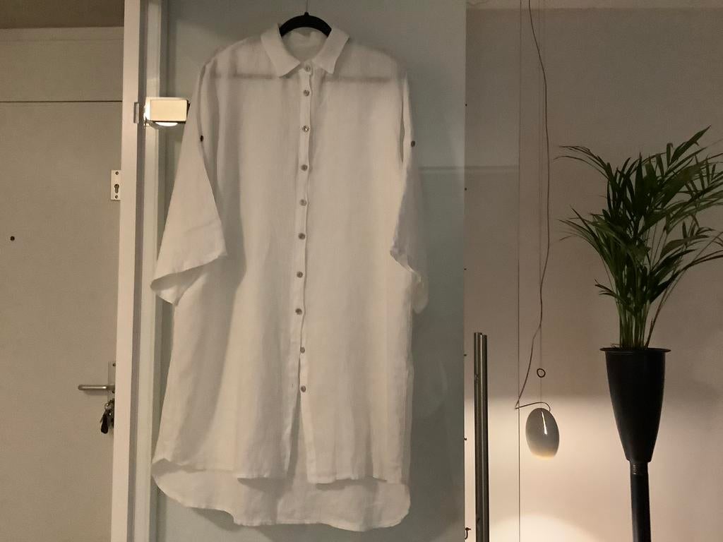 Linnen blouse jurk wit XxL, Ophalen of Verzenden, Zo goed als nieuw, Maat 46/48 (XL) of groter, Wit