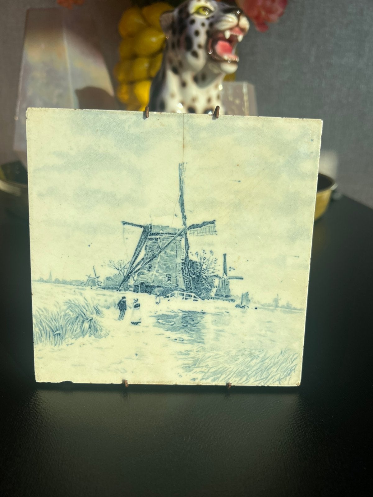Oude antieke keramische tegel, Ophalen of Verzenden
