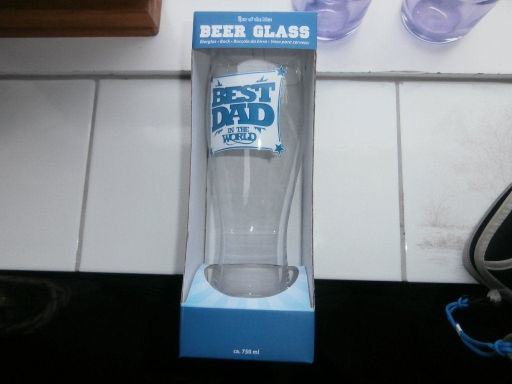Glas bierglas beer Glass Best Dad in the World Vaderdag nieu, Ophalen of Verzenden, Zo goed als nieuw, Glas of Glazen, Overige merken