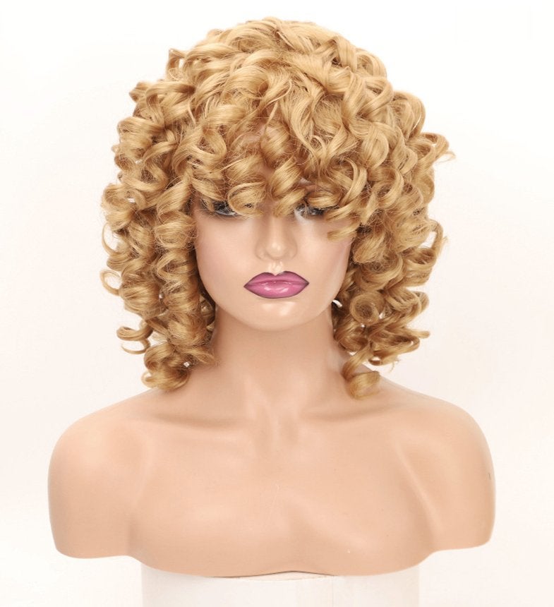 Blonde Krullen Pruik Haar Vrouwen Dames Blond Haarstuk, Verzenden, Nieuw, Pruik of Haarverlenging