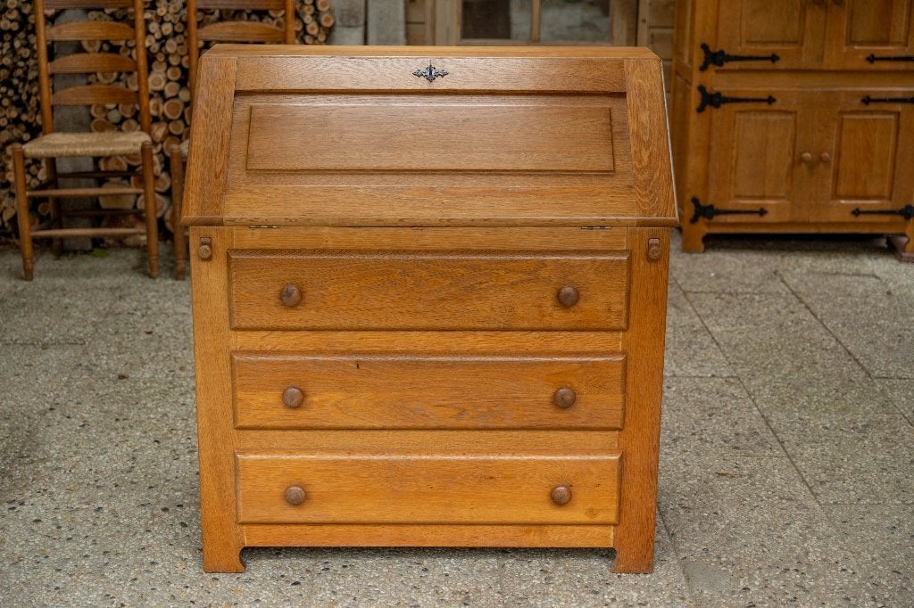 vintage eikenhouten secretaire, Huis en Inrichting, Ophalen, Gebruikt, Vintage