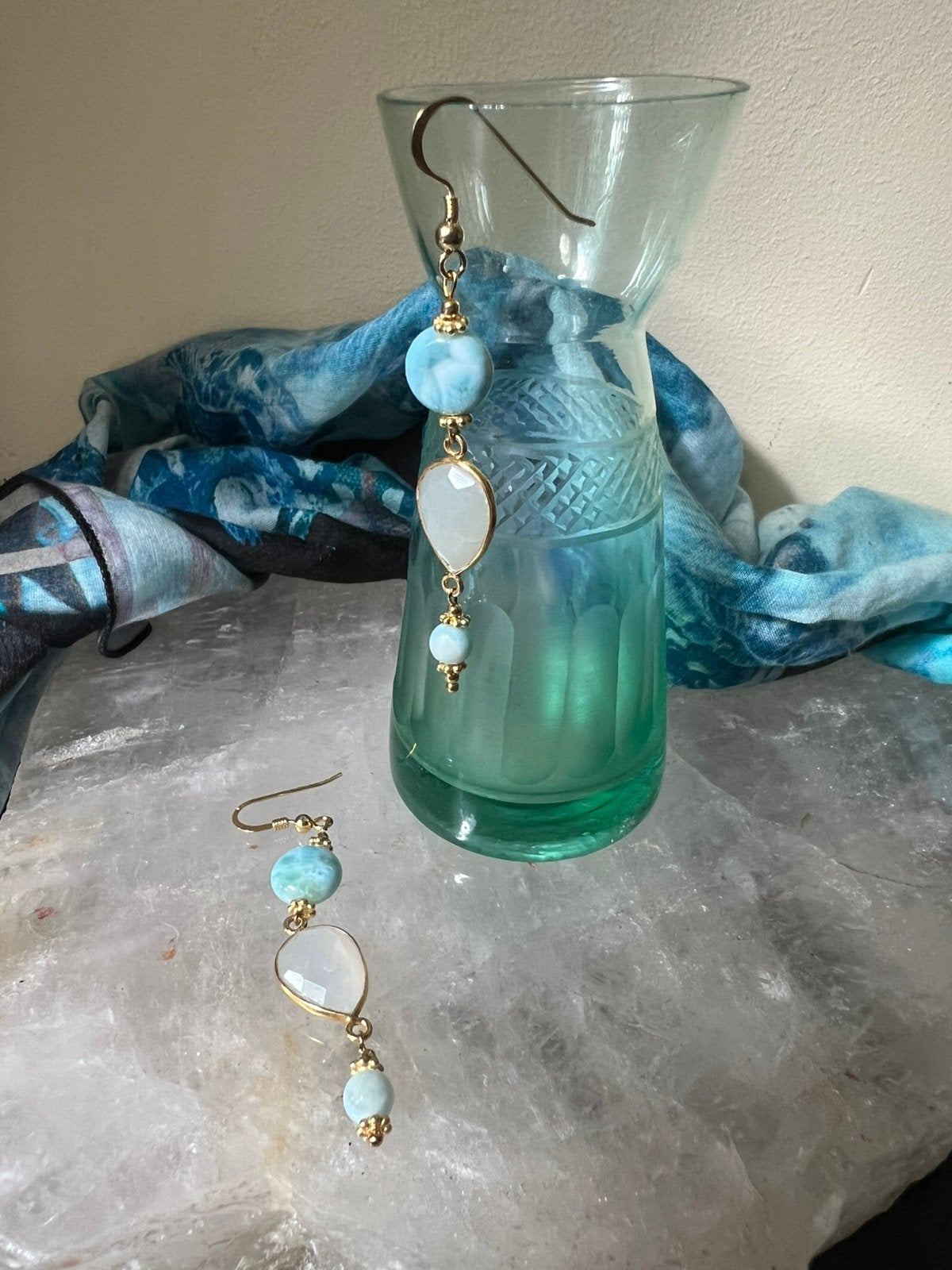 Larimar maansteen regenboog zilver beschermt geluk balans, Hangers, Blauw, Magnolia11, Nieuw