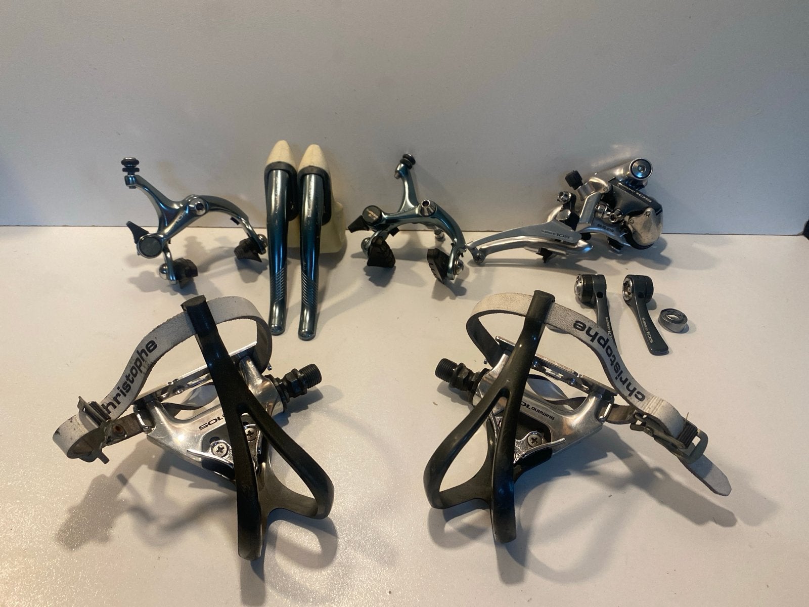 Shimano 105 Groepset 1050 green anodized (uniek), Crankstel of Pedalen, Gebruikt, Ophalen of Verzenden, Aluminium