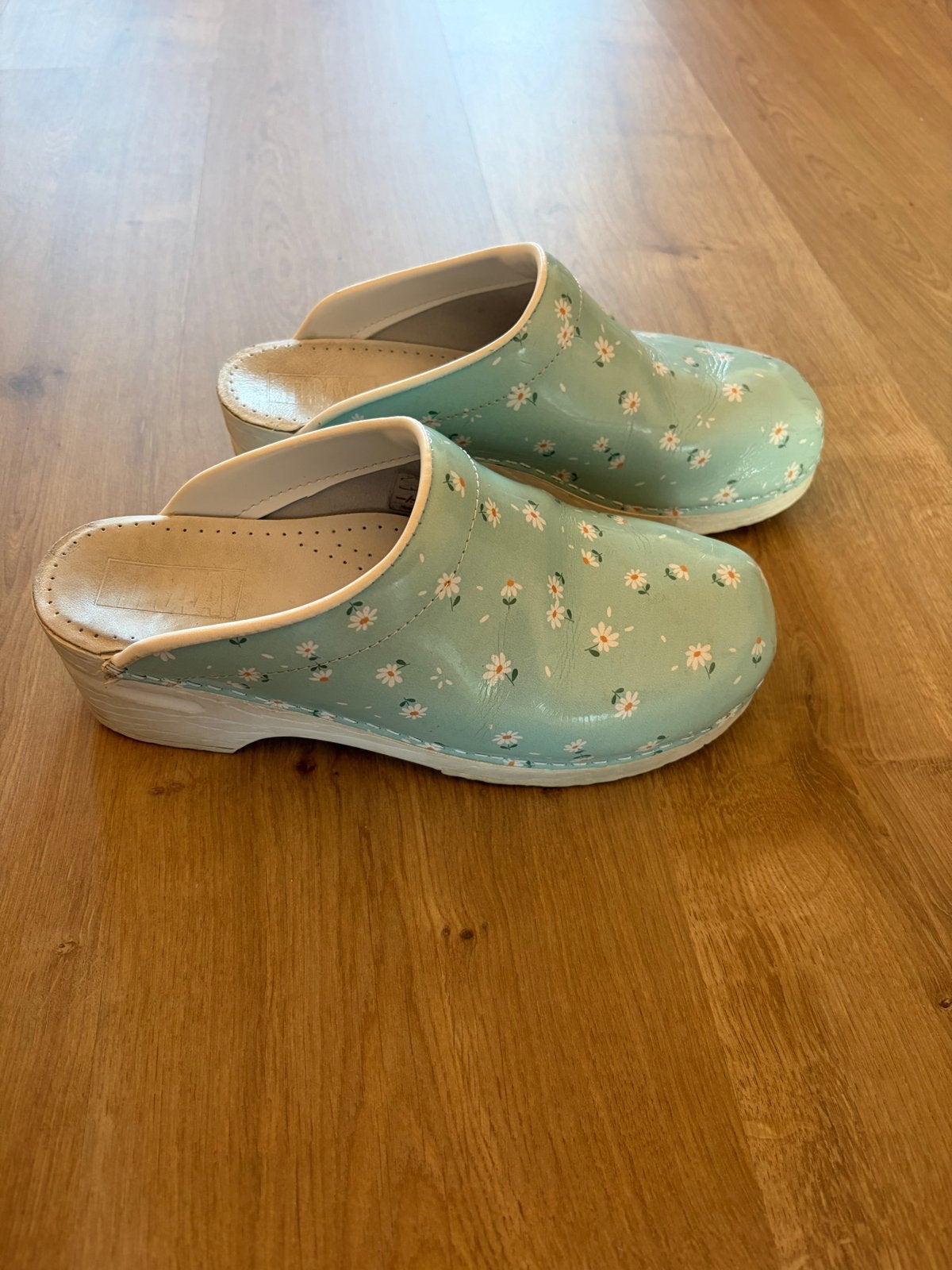 Dina Clogs Klompen met Madeliefjesprint - Maat 42, Ophalen of Verzenden, Zo goed als nieuw, Groen, Overige typen