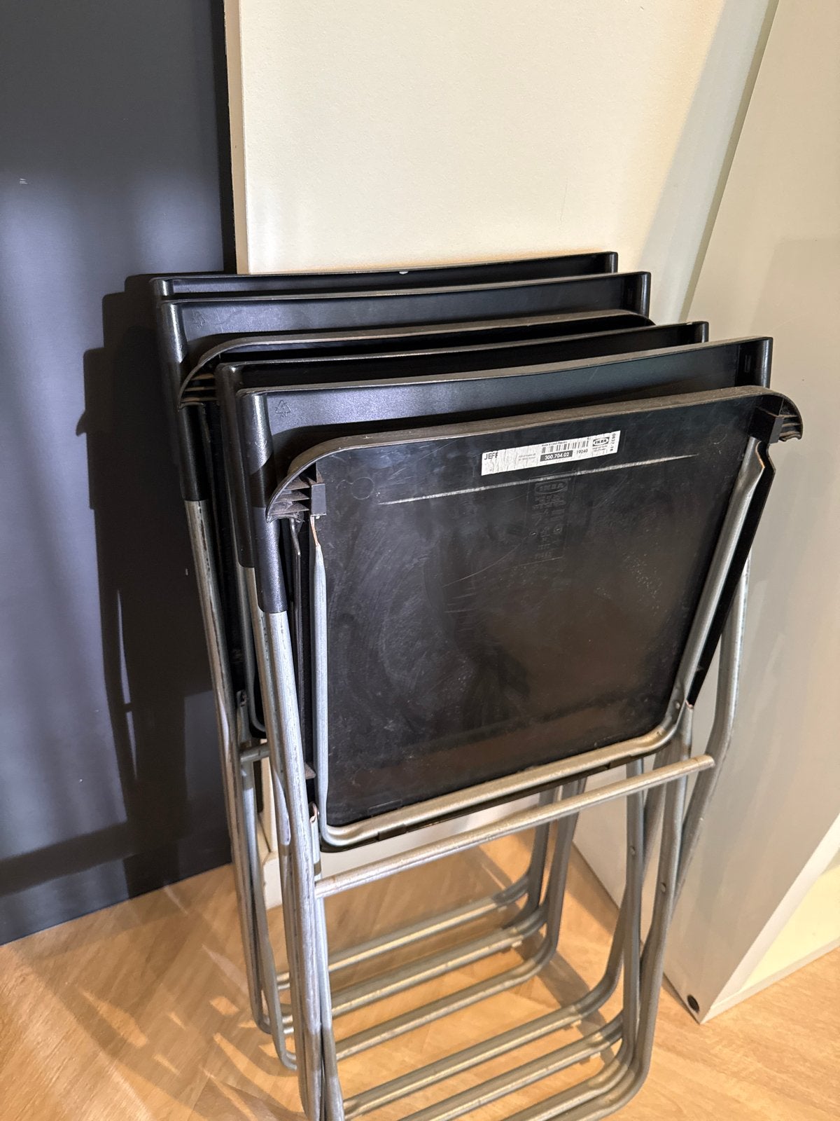 IKEA Jeff Klapstoelen - Set van 4 Zwart/Metaal, Ophalen, Kunststof, Gebruikt, Zwart