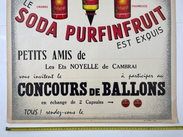 poster Soda purfinfruit jaren 1940, Verzamelen, Ophalen of Verzenden, Zo goed als nieuw, A1 t/m A3, Film en Tv