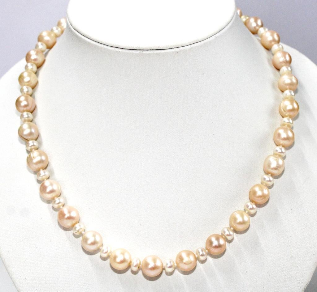 Schitterende Sterling Zilver Zoetwater Parel Ketting 47 CM, Sieraden, Tassen en Uiterlijk, Antieke sieraden, Ophalen of Verzenden