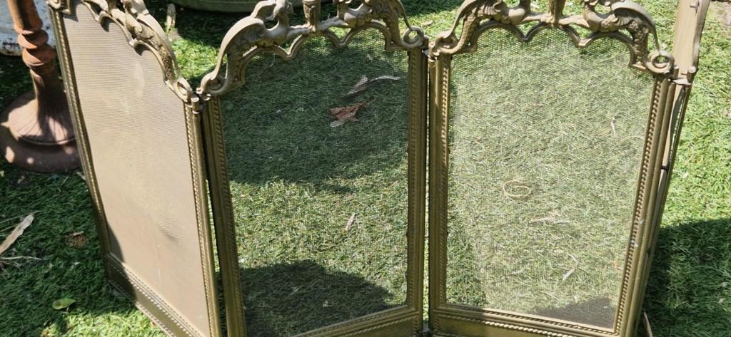 Prachtig zeldzaam Duits verguld messing haardscherm*brocante, Ophalen of Verzenden, Zo goed als nieuw, Vrijstaande haard, Houthaard