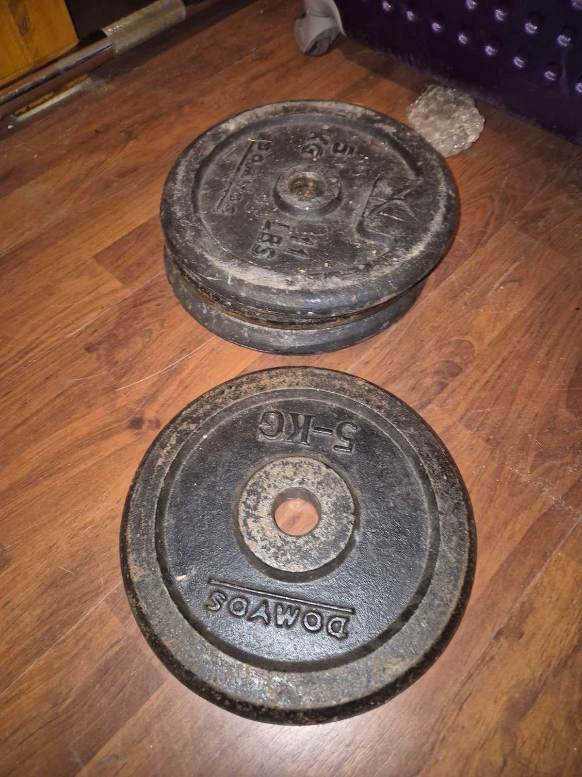 gewichtschijven 4 x 5 kg 28 mm Domyos, Sport en Fitness, Ophalen, Gebruikt, Halterschijven