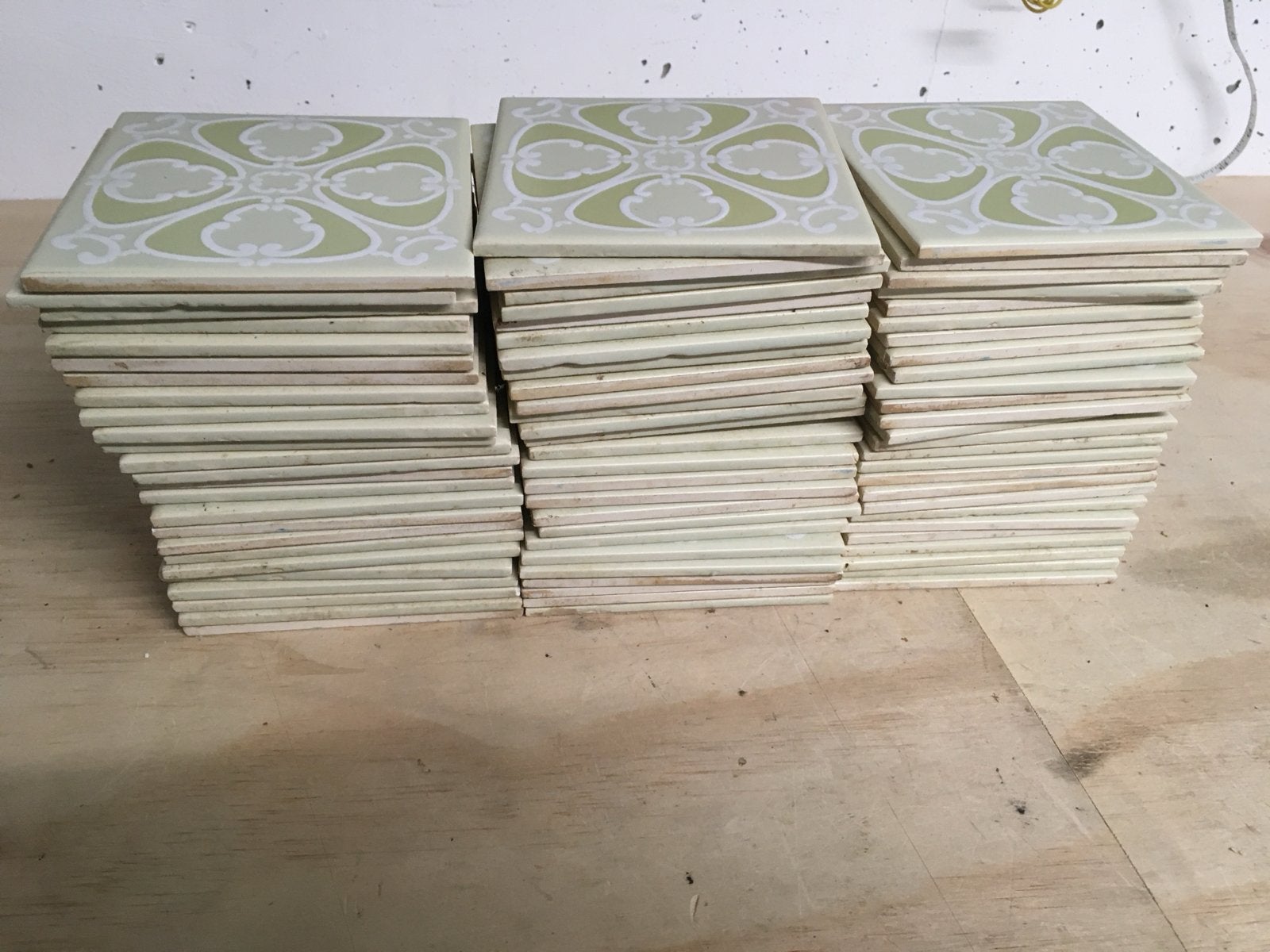 Villeroy & Boch Mettlach tegels, groen/wit, 15x15 cm vintage, Gebruikt, Verzenden, Minder dan 20 cm, 10 m² of meer