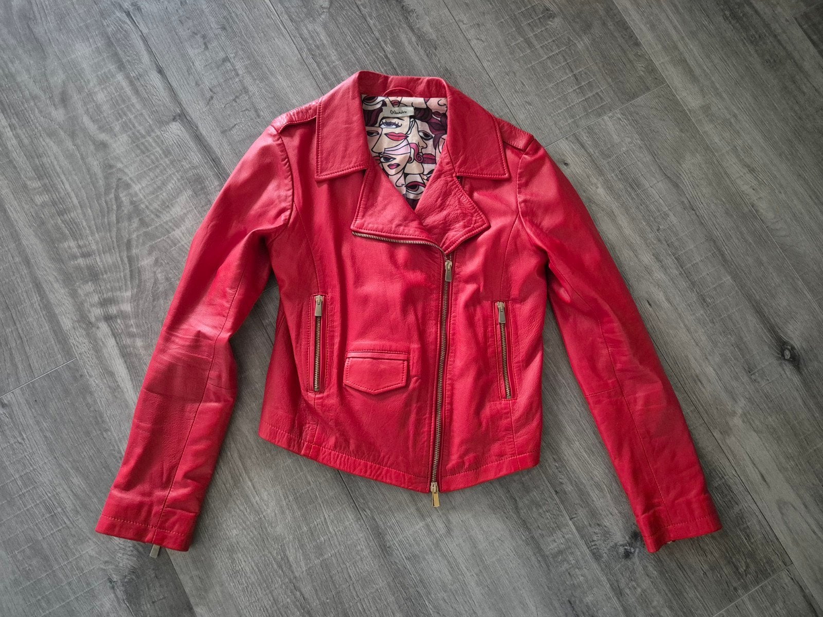 Rode leren damesjas maat 42 - Made in Italy, Ophalen, G.Quadvo, Zo goed als nieuw, Maat 36 (S)