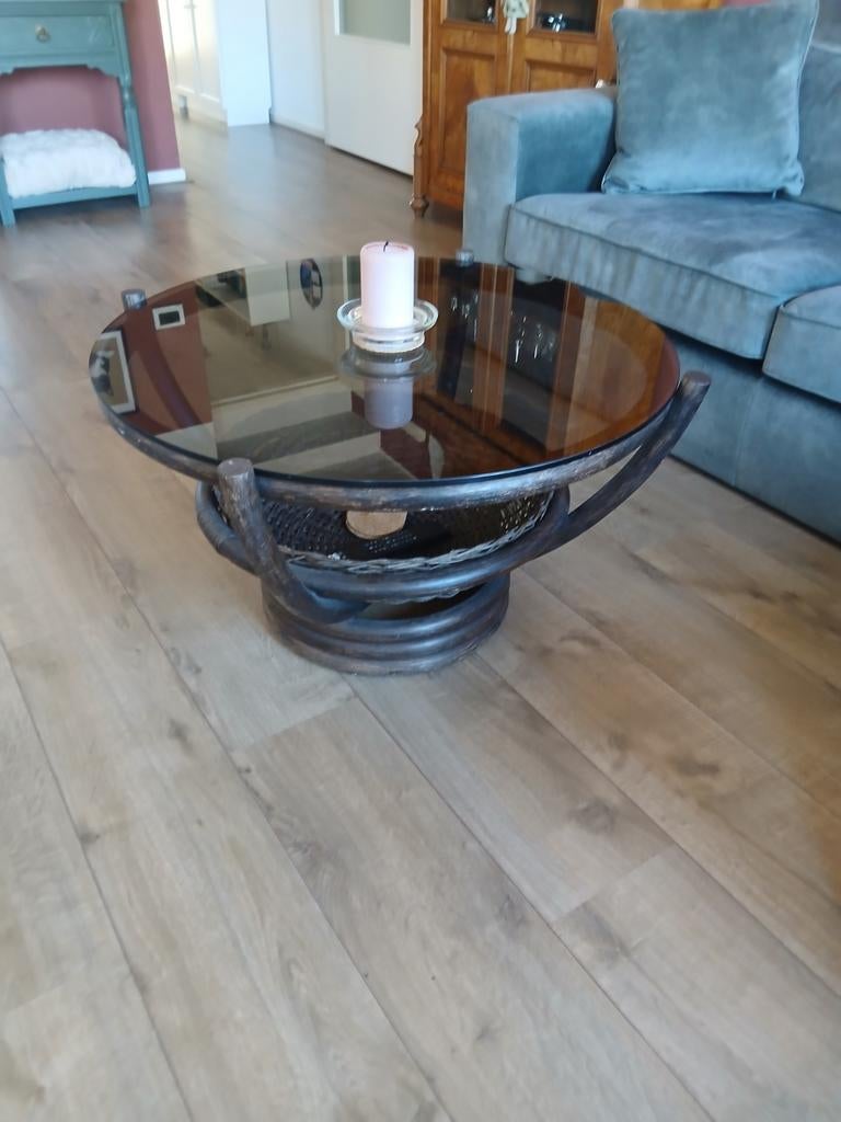 Vintage salontafel jaren 70, Ophalen, Gebruikt, 50 tot 100 cm, Rond