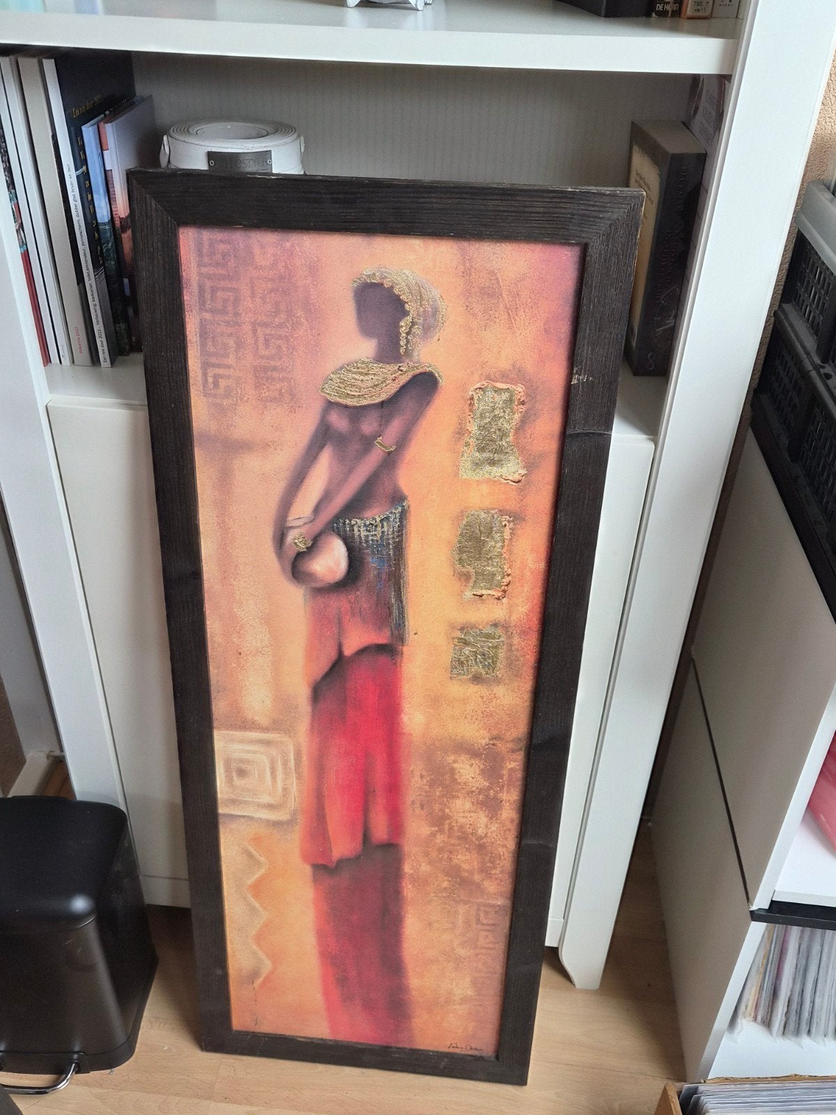 Afrikaanse Vrouw met Kind Schilderij - Valarie Delwas,, Ophalen, Figuren, Gesigneerd, Print