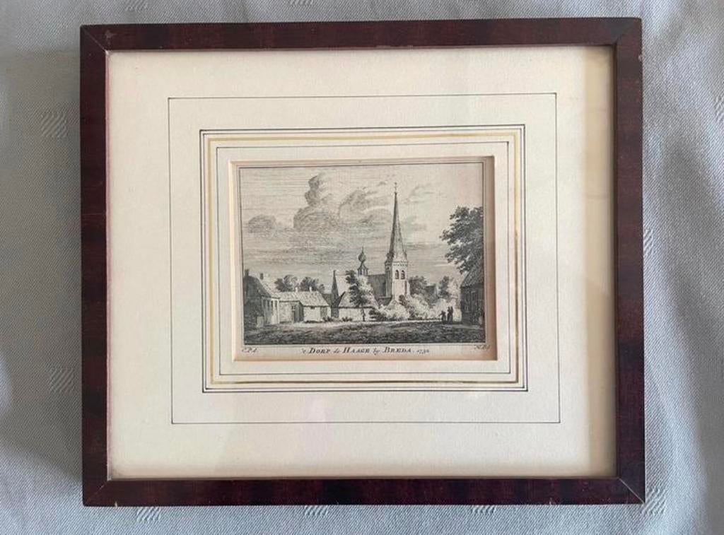 Oude kopergravure 't Dorp de Haage bij Breda 1732, Ophalen