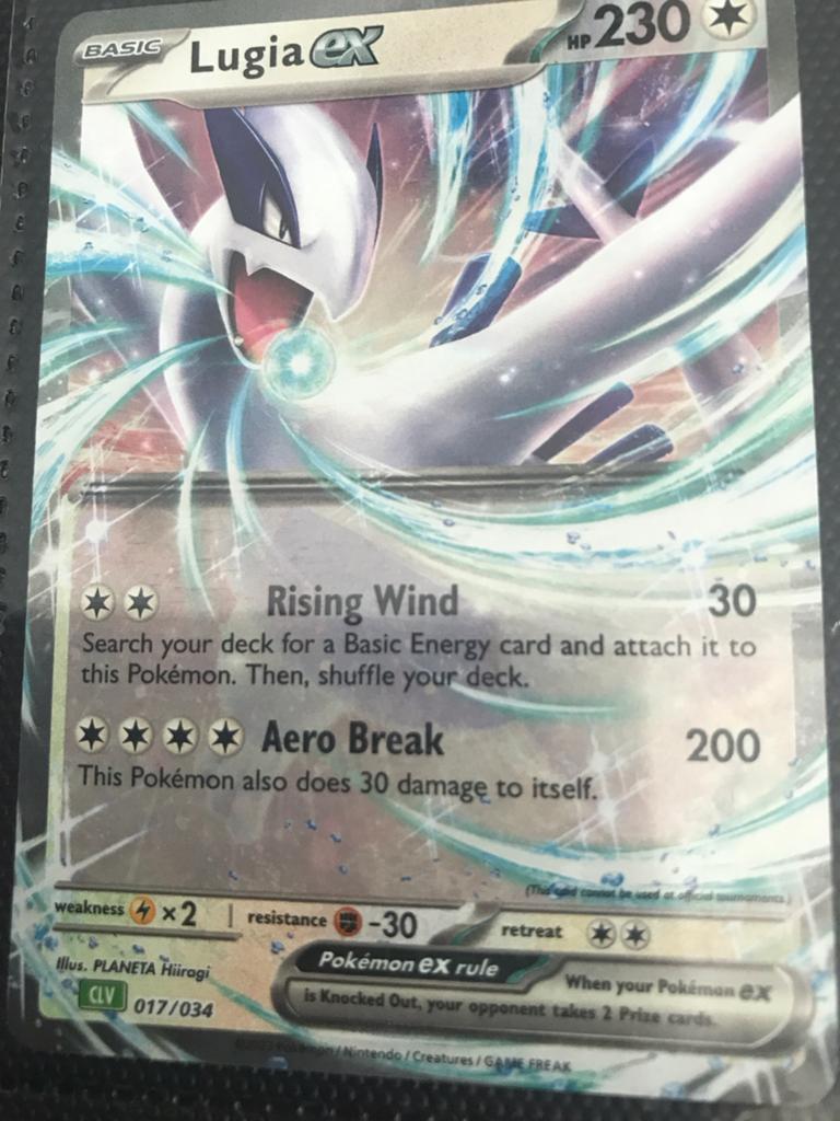 Lugia EX Pokémon Kaart - CLV 017/034 - Zeldzaam, Ophalen of Verzenden, Gebruikt, Losse kaart, Foil