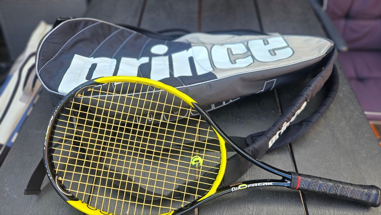 Prince O3 Freak tennisracket met tas, Ophalen of Verzenden, Gebruikt, Racket, Prince